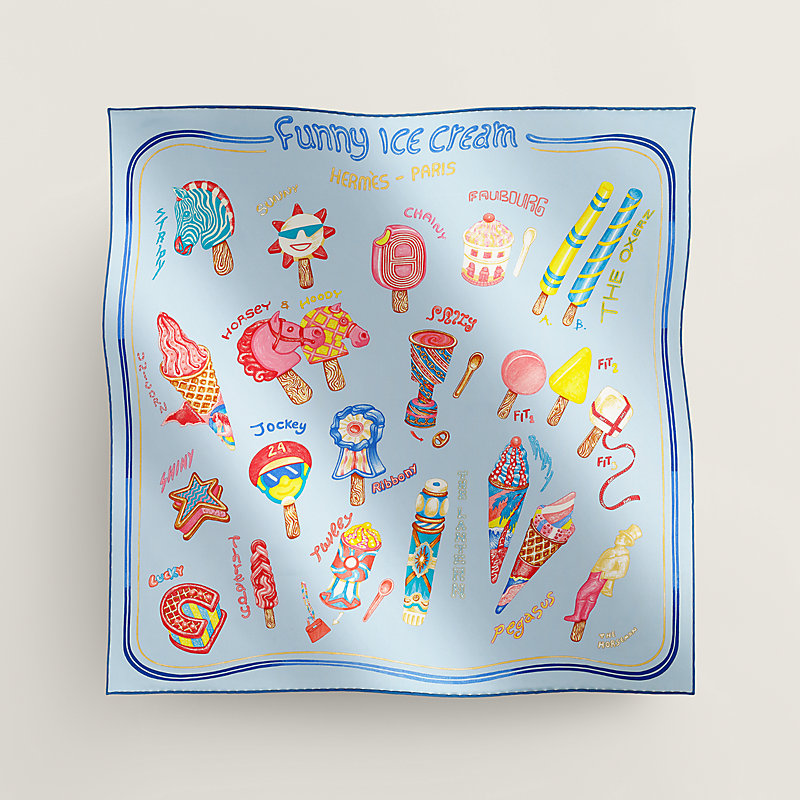 Funny Ice Cream scarf 70 - Blue | Hermès Canada